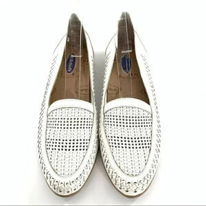 Dr Scholls size 9 white leather 80s braided loafers made in Brazil vintage